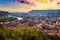 Beautiful view of Bosa town, Sardinia island, Italy. Travel destination. Bosa town with Ponte Vecchio bridge across the Temo river