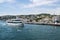 Beautiful View of Bosphorus Coastline in Istanbul with Exquisite wooden Houses and Boat