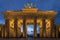 Beautiful view of the Brandenburg Gate at blue hour in a time of tranquility, Berlin, Germany
