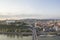 Beautiful view of the Bratislava castle on the banks of the Danube in the old town of Bratislava, Slovakia