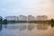 Beautiful view with buildings reflecting on the lake which near hometown