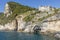 Beautiful view of the Byron cave and the Doria Castle in Portovenere, Liguria, Italy