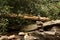 Beautiful view of Cairn stones near the falls in the lower cascades at Hanging Rock State Park