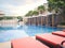 Beautiful view of a calm swimming pool in a expensive hotel