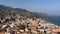 Beautiful view of Cefalu town from the Rocca di Cefalu in the early morning. Italy