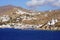 Beautiful view of the church of Agia Irini and the port of the island