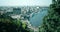 Beautiful view of the city of Kyiv the capital of Ukraine. River station, pleasure boats, yachts. Panorama of a big city, a square