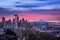 Beautiful view of the city of Seattle, USA underneath the breathtaking colorful sky