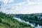 Beautiful view of the city of Torzhok and the Tvertsa River from the observation deck in the park `Love and Fidelity`. Beautiful l