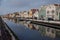 Beautiful view of a cityscape with a channel in Aveiro, Portugal