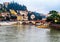 Beautiful view of the cityscape of Verona Italy, the river Adige and the historic stone bridge Ponte Pietra