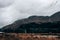 Beautiful view of clouds over the mountains in Glenfinnan hamlet in Scotland.