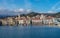 Beautiful view of colorful buildings on the western Ligurian coast of the Province of Imperia, Italy