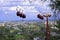 Beautiful view of dewas city and rope-way cable car, taken from the temple of Maa Chamunda and Maa Tulja bhavani, situated on the