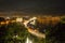 Beautiful View of the Dnieper river, Naberezhno-Kreschatitska street in Kiev, Ukraine. Night panorama of Kyiv