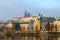 Beautiful view of embankment of Vltava River, Prague Castle, Prague, Czech Republic