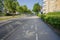 Beautiful view of empty town street on summer day. Beautifu backgrounds.