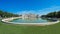 Beautiful view of famous Schloss Belvedere with a reflectant pool