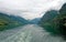 Beautiful view of Flam Fjord from a cruise boat trip