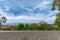 Beautiful view of the fortress Rocca Albornoziana and aqueduct