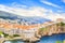 Beautiful view of the fortress wall and the gulf of the historic city of Dubrovnik, Croatia