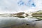 Beautiful view of the frozen picturesque Lake Kari high in the mountains of Armenia