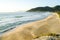 Beautiful view of Gamboa beach with its sand, waves, green and crystalline sea