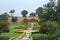 Beautiful view of the garden of amber fort in Jaipur, India,