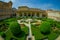 Beautiful view of the garden of amber fort in Jaipur, India, fish eye effect