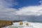 Beautiful view of the Gibson Steps against a dramatic sky in the area of the Twelve Apostles, Great Ocean Road, Australia