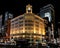 Beautiful view of Ginza Wako Clock Tower illuminated at night in Tokyo, Japan