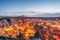 Beautiful view Goreme, Cappadocia, Turkey on sunset. Famous center of balloon fligths