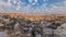 Beautiful view of Goreme from viewpoint aerial timelapse, Cappadocia, Turkey during sunrise.