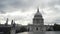 A beautiful view of the great dome of Saint Paul`s Cathedral in the City of London. Action. St Paul`s cathedral is the
