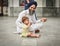 Beautiful view of happiest moment of Punjabi father and his son