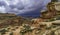 Beautiful view of the Hickman Bridge Trail in Capitol Reef National Park under the cloudy sky