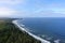 A beautiful view from high above of the coastline and sandy beaches of the north beach, atop tow hill,