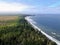 A beautiful view from high above of the coastline and sandy beaches of the north beach, atop tow hill,