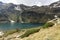 Beautiful view hiking in the Andorra Pyrenees Mountains in Ordino, near the Lakes of Tristaina