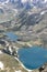 Beautiful view hiking in the Andorra Pyrenees Mountains in Ordino, near the Lakes of Tristaina