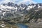 Beautiful view hiking in the Andorra Pyrenees Mountains in Ordino, near the Lakes of Tristaina