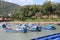 Beautiful view of the hill Nha Trang with fishing boats