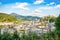 Beautiful view of the historic city of Salzburg with Festung Hohensalzburg in summer, Salzburger Land, Austria