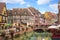 Beautiful view of the historic town of Colmar, also known as Little Venice. Romantic charming streets  with colorful houses, canal