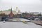 Beautiful view of the historical center of Moscow with Kremlin, Grand Palace, The Water Pump Vodovzvodnaya Tower and Bolshoy