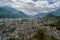 Beautiful view of houses in the city Sion (Switzerland) with mountains