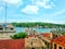 Beautiful view of the houses on the island of Flores Peten, Guatemala