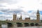 Beautiful view of the Houses of Parliament under the cloudy sky, London, UK
