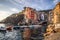 Beautiful view of the iconic Italian town Manarola from Cinque Terre, Italy.