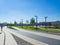 Beautiful view of Krymskaya embankment and Muzeon park of arts in Moscow on a sunny summer day.